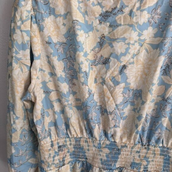 Like NEW Aly Daly blue and cream spring Floral Midi Dress, Large - Picture 13 of 14